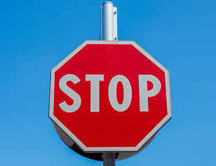 Image showing Stop sign over blue sky