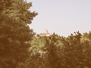 Image showing Retro looking Monte Cappuccini church in Turin