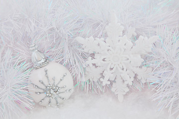 Image showing Christmas White Baubles