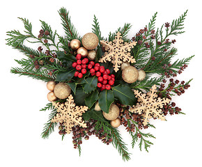Image showing Christmas Gold Bauble Display