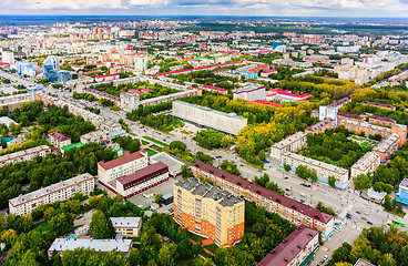 Image showing Aerial view on residential district and hotel city