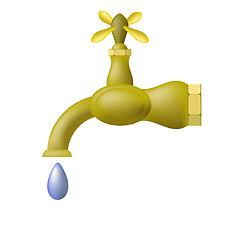 Image showing Water Tap and Blue Drop