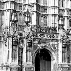 Image showing old in london  historical    parliament glass  window    structu