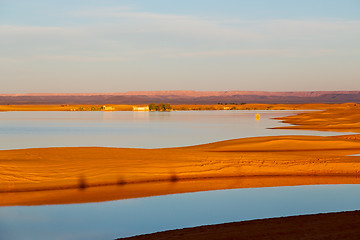 Image showing sunshine in the lake yellow       dune