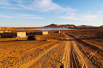 Image showing sunshine in the   desert of morocco      dune