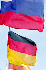 Image showing world waving flag in    colour and spain