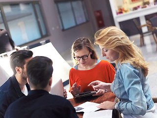 Image showing students group working on school  project  together