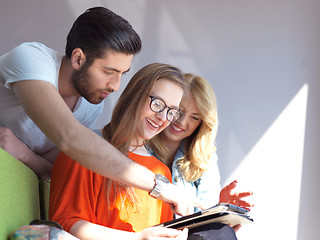 Image showing students group working on school  project  together