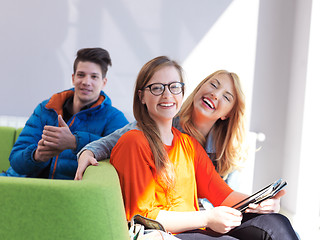 Image showing students group working on school  project  together