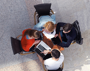 Image showing students group working on school  project  together