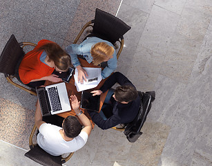 Image showing students group working on school  project  together