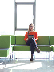 Image showing student girl with tablet computer