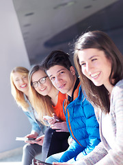 Image showing students group working on school  project  together