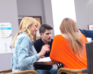 Image showing students group working on school  project  together