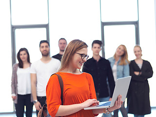 Image showing students group standing together as team