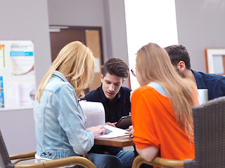 Image showing students group working on school  project  together