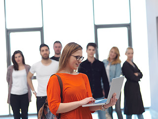 Image showing students group standing together as team