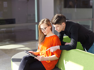 Image showing students group working on school  project  together