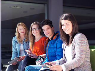 Image showing students group working on school  project  together