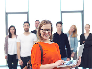 Image showing students group standing together as team