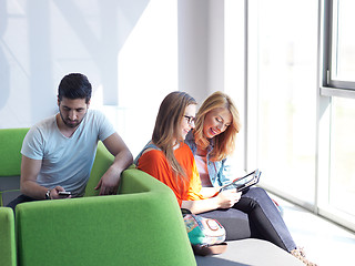 Image showing students group working on school  project  together