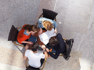 Image showing students group working on school  project  together