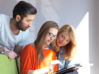 Image showing students group working on school  project  together