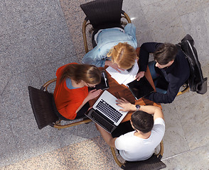 Image showing students group working on school  project  together