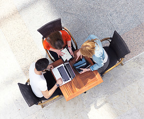 Image showing students group working on school  project  together