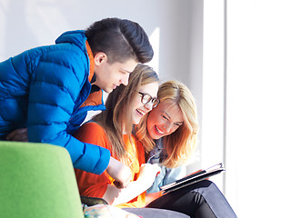 Image showing students group working on school  project  together