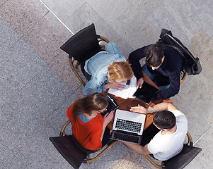 Image showing students group working on school  project  together