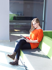 Image showing student girl with tablet computer