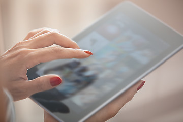 Image showing Woman with tablet computer