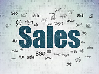 Image showing Advertising concept: Sales on Digital Paper background