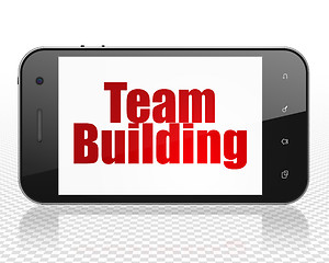 Image showing Finance concept: Smartphone with Team Building on display