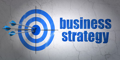 Image showing Finance concept: target and Business Strategy on wall background