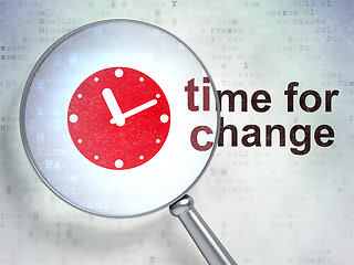 Image showing Time concept: Clock and Time for Change with optical glass