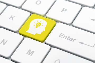 Image showing Business concept: Head With Light Bulb on computer keyboard background