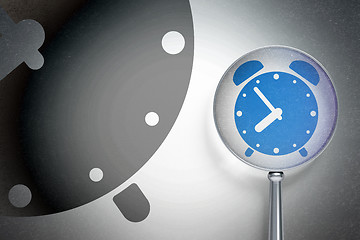 Image showing Time concept:  Alarm Clock with optical glass on digital background