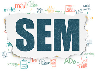 Image showing Marketing concept: SEM on Torn Paper background