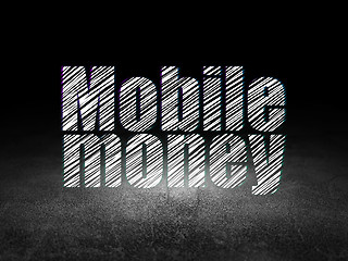 Image showing Money concept: Mobile Money in grunge dark room