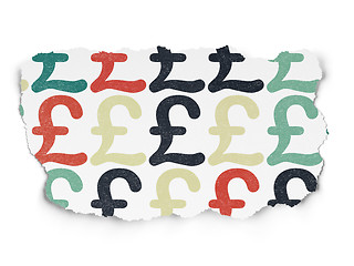 Image showing Currency concept: Pound icons on Torn Paper background