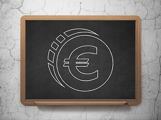 Image showing Money concept: Euro Coin on chalkboard background