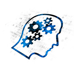 Image showing Finance concept: Head With Gears on Digital background