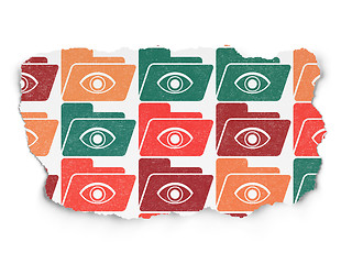 Image showing Business concept: Folder With Eye icons on Torn Paper background