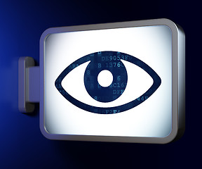 Image showing Protection concept: Eye on billboard background