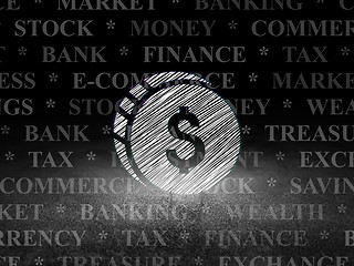 Image showing Banking concept: Dollar Coin in grunge dark room