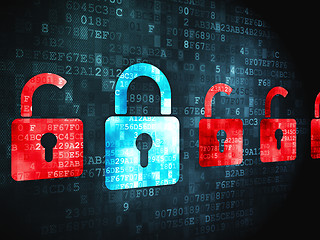 Image showing Security concept: Locks on digital background