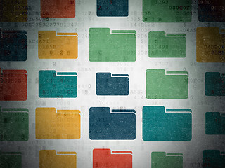 Image showing Business concept: Folder icons on Digital Paper background