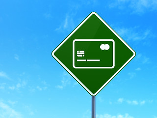 Image showing Currency concept: Credit Card on road sign background